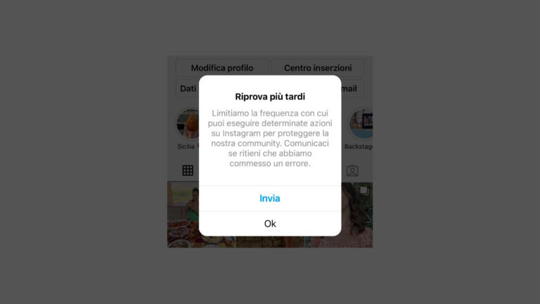 Se ti è uscito il messaggio che la tua frequenza è limitata su Instagram, non devi preoccuparti Se ti è uscito il messaggio che la tua frequenza è limitata su Instagram, non devi preoccuparti