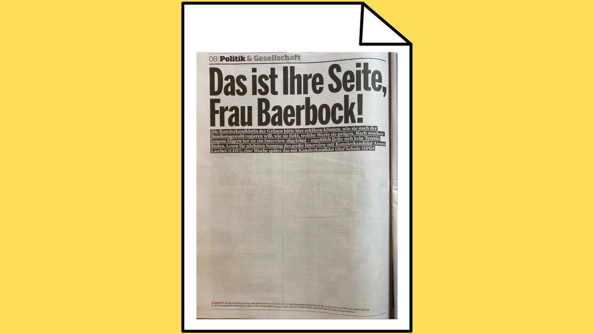 Bild a gamba tesa sulla campagna elettorale di Baerbock: una pagina bianca al posto dell’intervista article-post