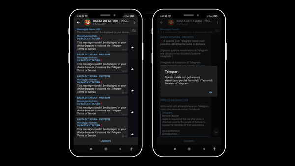 Come i no-vax hanno preso la chiusura del canale Basta dittatura! (male)