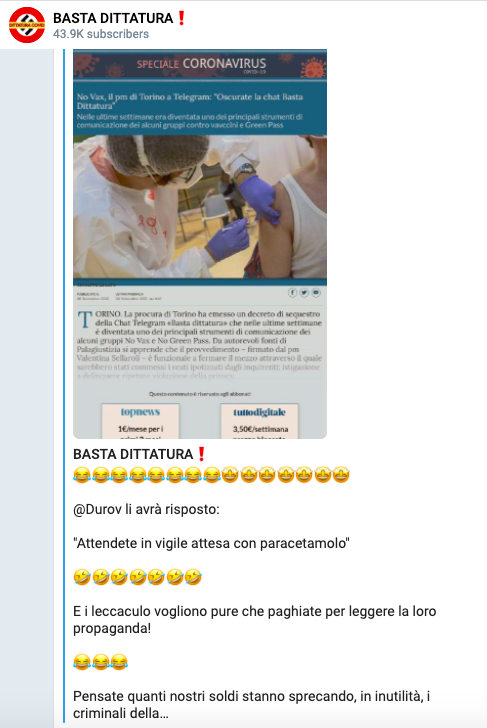 Gruppo Telegram no vax