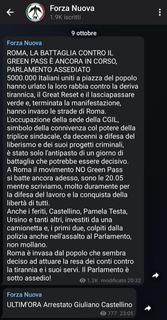 Assalto alla CGIL, Forza Nuova
