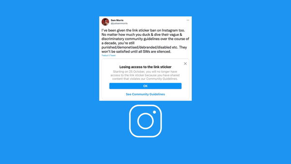 Instagram sta inviando la notifica di “sticker ban” dal 25 ottobre a diversi profili verificati