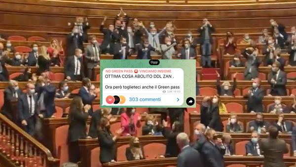 I no green pass esultano su Telegram dell’«abolizione» del DDL Zan