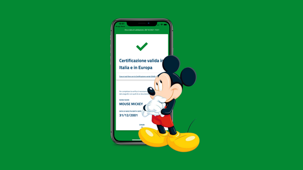 Dopo quello di Adolf Hitler, ecco il green pass di Topolino: tuttora valido su VerificaC19