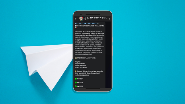 La truffa dei falsi Green Pass prosegue su Telegram, anche con i buoni Amazon