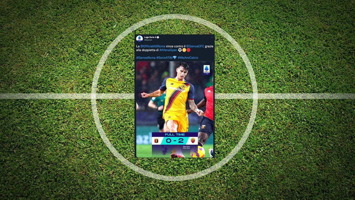 Il profilo Twitter della Serie A celebra la doppietta di Felix Afena-Gyan con la foto di Ibañez article-post