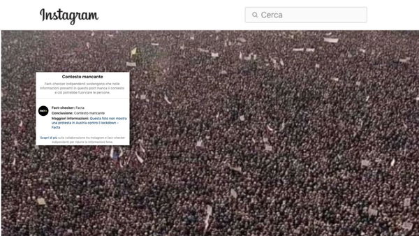 Instagram ci mette in guardia: questa foto non ritrae una protesta in Austria