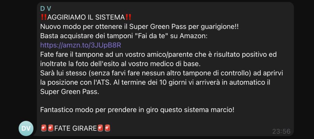 tampone sotto falso nome