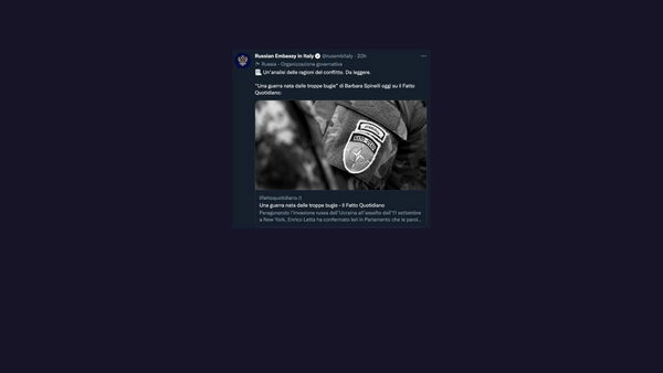 Il curioso caso mediatico sollevato dall’ambasciata russa che approva e retwitta l’interpretazione del Fatto quotidiano sulla guerra in Ucraina