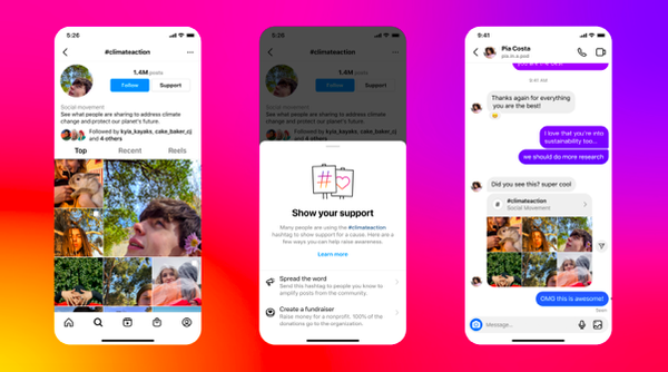 Instagram testa una funzionalità che ti fa sostenere una causa quando cerchi il suo hashtag