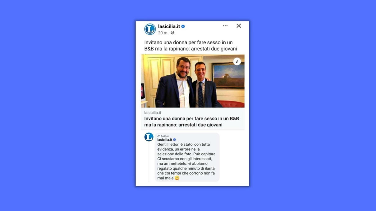 Tutta la storia del clamoroso errore de La Sicilia: una foto di Salvini a corredo della notizia di un arresto article-post