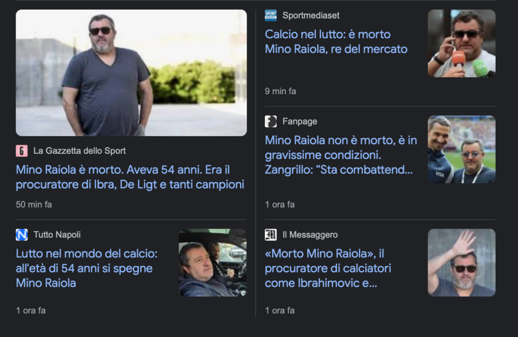 giornali su Raiola
