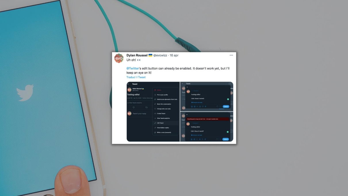 Ecco come potrebbe essere il pulsante di modifica di Twitter article-post