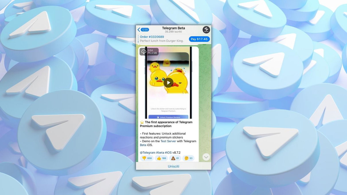 Telegram starebbe testando una funzione “Premium” con nuovi emoji e adesivi article-post