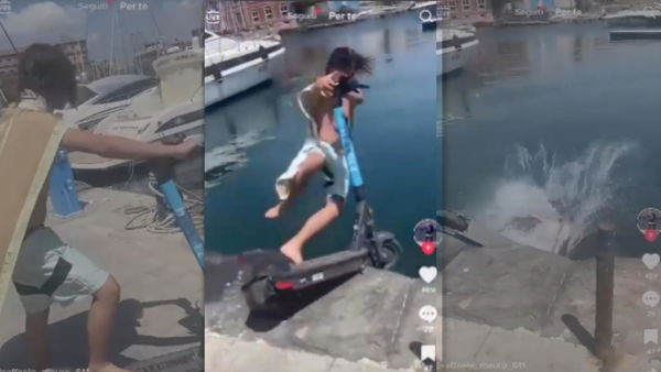 Il video del lancio del monopattino in acqua non è una challenge TikTok
