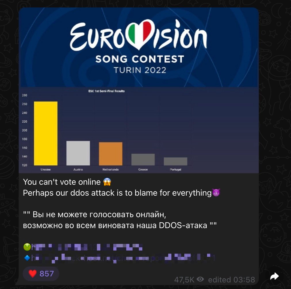 Killnet post Telegram voti Eurovision