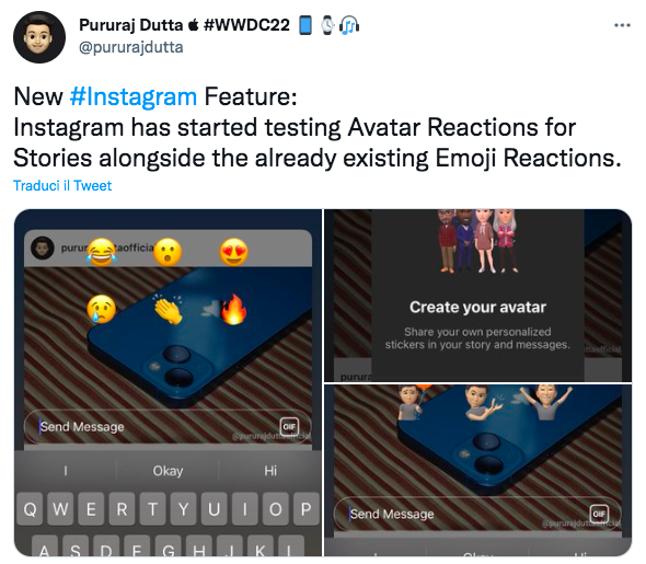 Meta testa le nuove reazioni degli avatar nelle stories di Instagram