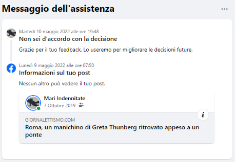 account bloccato Fb