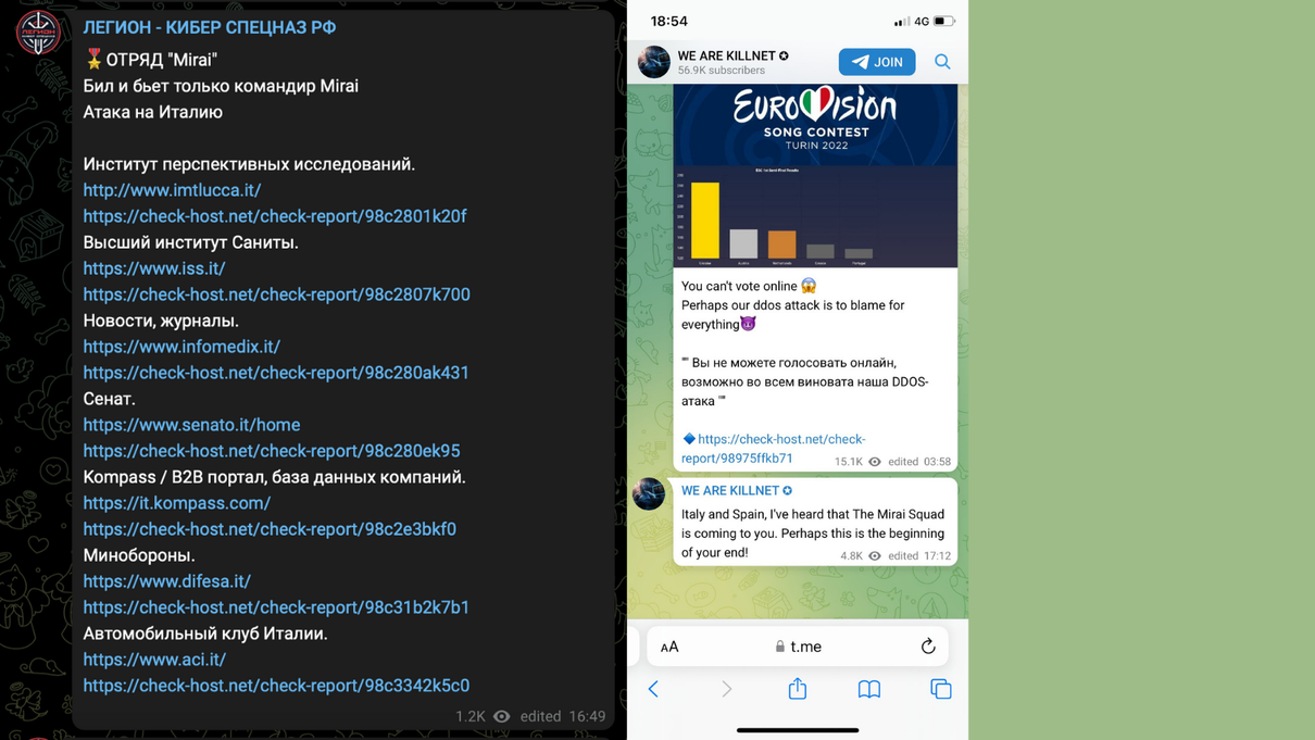 Su Telegram la rivendicazione di Killnet: «Italia e Spagna, forse è l’inizio della vostra fine» article-post
