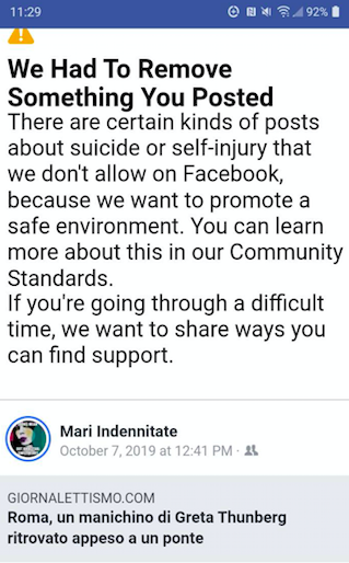 istigazione al suicidio Fb