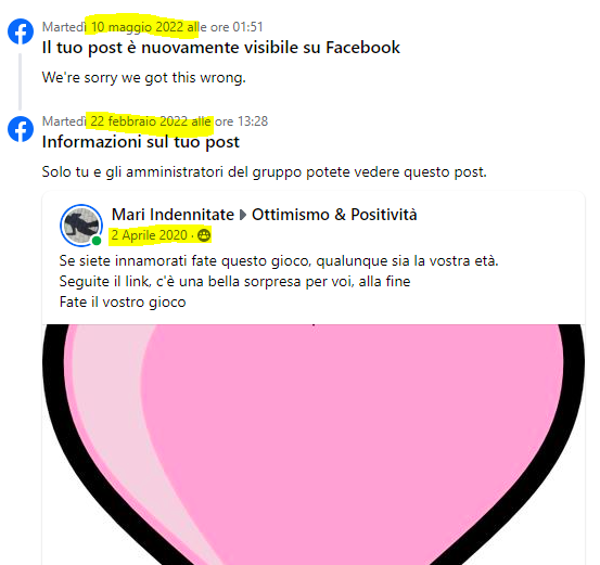 post ripristinato Fb