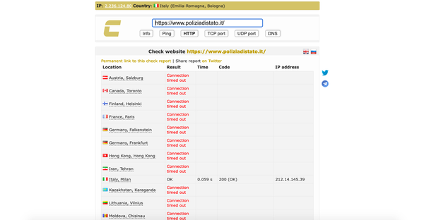 Il sito della Polizia di Stato è tornato online (ma solo per l’Italia)