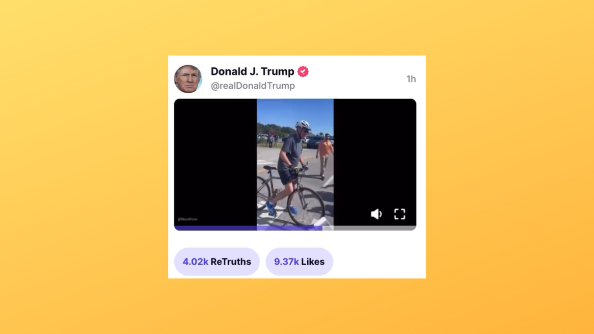 Trump ha condiviso su Truth Social un video fake in cui colpisce Biden con una pallina da golf article-post