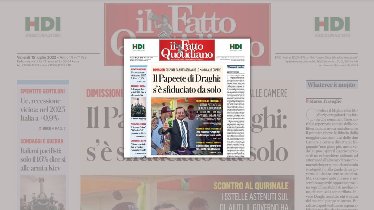 Per il Fatto Quotidiano Draghi è come Salvini: il fotomontaggio con il mojito in mano article-post