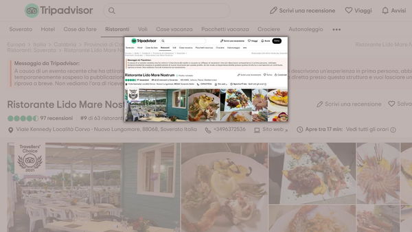 Tripadvisor ha sospeso le recensioni al locale di Soverato Marina dove il titolare ha aggredito una donna