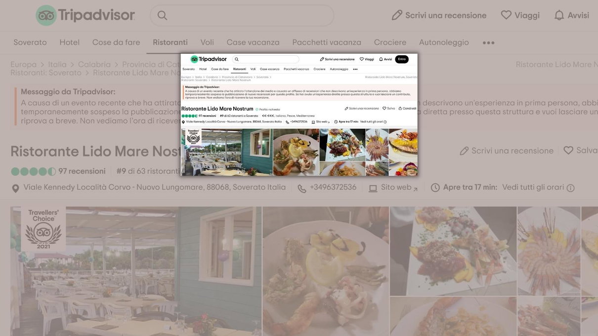 Tripadvisor ha sospeso le recensioni al locale di Soverato Marina dove il titolare ha aggredito una donna article-post
