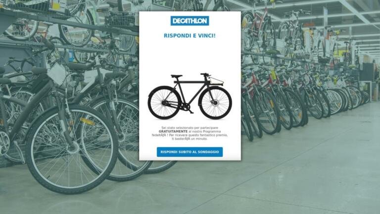 No, Decathlon non vi regalerà una bicicletta partecipando a un sondaggio