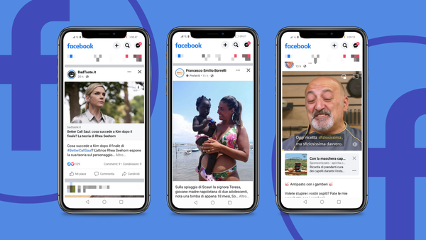 Il test di Facebook sul feed con il testo dopo la foto, il video o il link