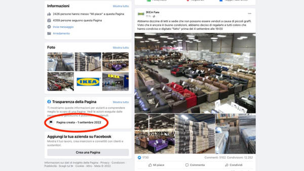 No, IKEA non sta regalando divani a chi scrive “fatto” su Facebook