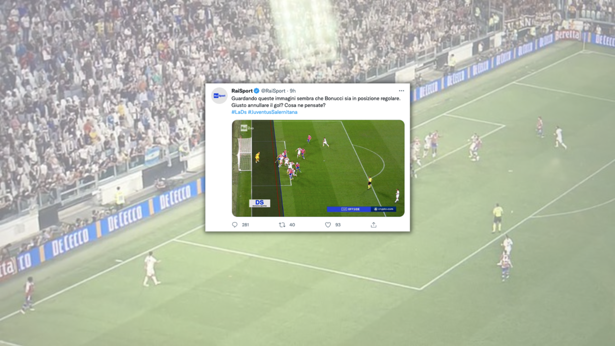 La foto di RaiSport sbagliata per raccontare i dubbi sul fuorigioco di Bonucci article-post