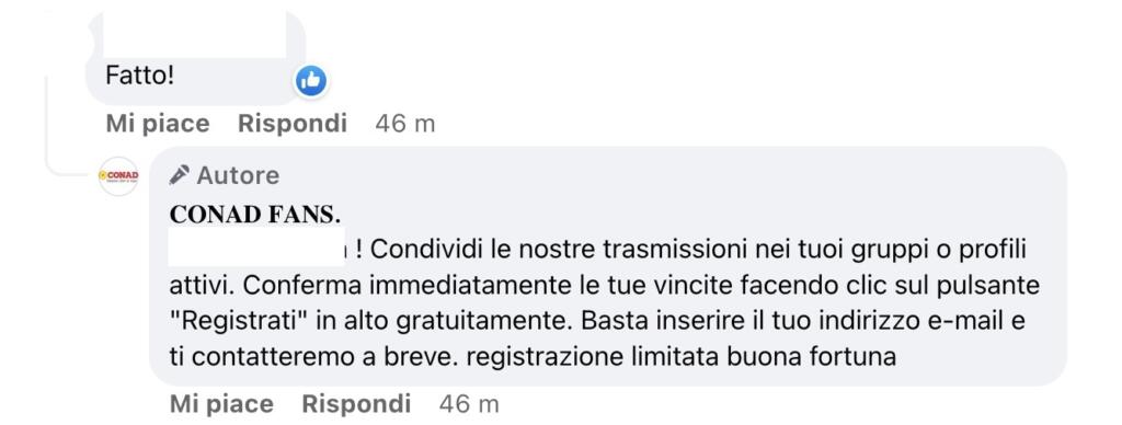 Sacchetti regalo Conad risposta
