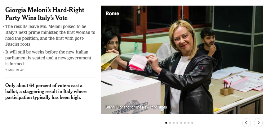 I giornali stranieri usano la parola «post-fascista» e fanno confronti con Mussolini article-post