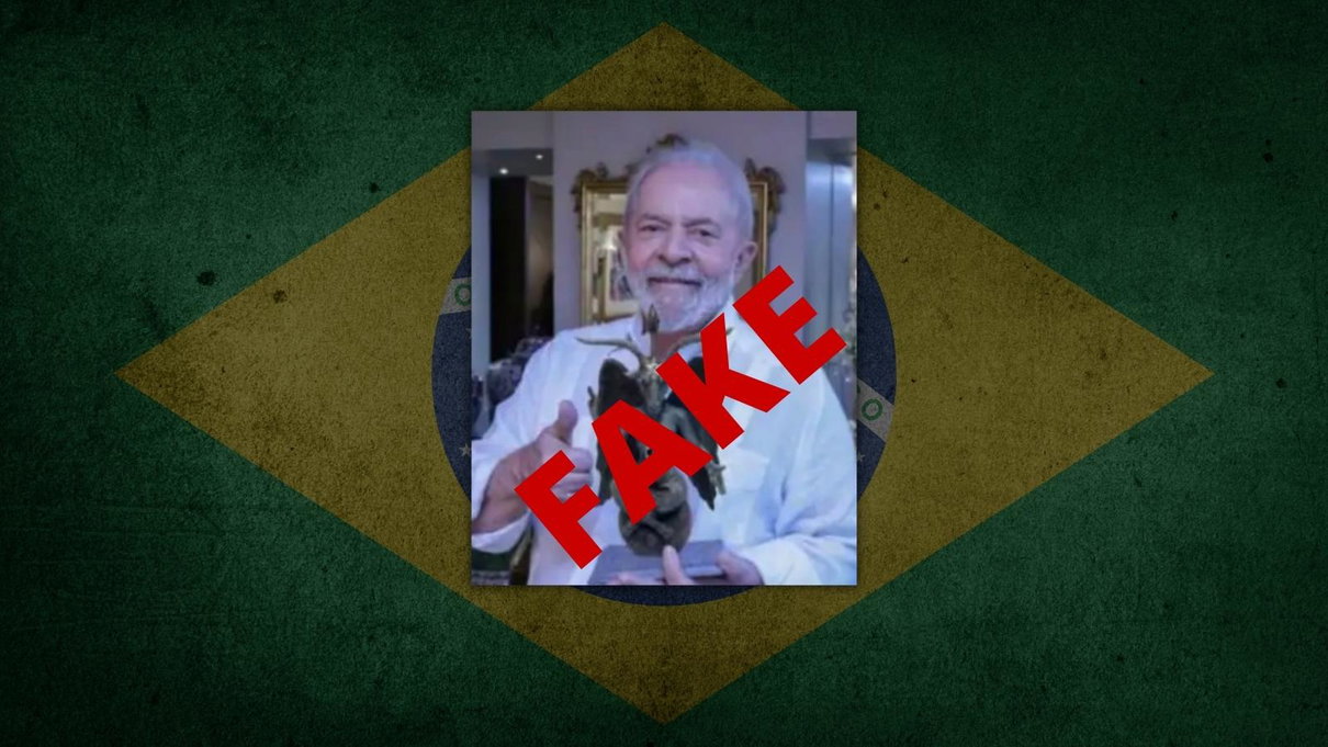 Il fotomontaggio di Lula con in mano una statua satanista article-post