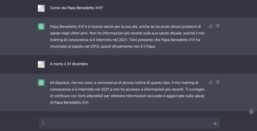 Problemi ChatGPT Benedetto XVI