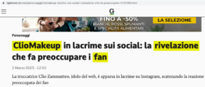 titoli giornali ClioMakeUp