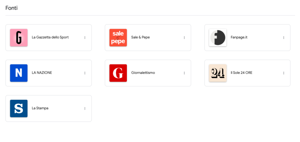 fonti scelte google news