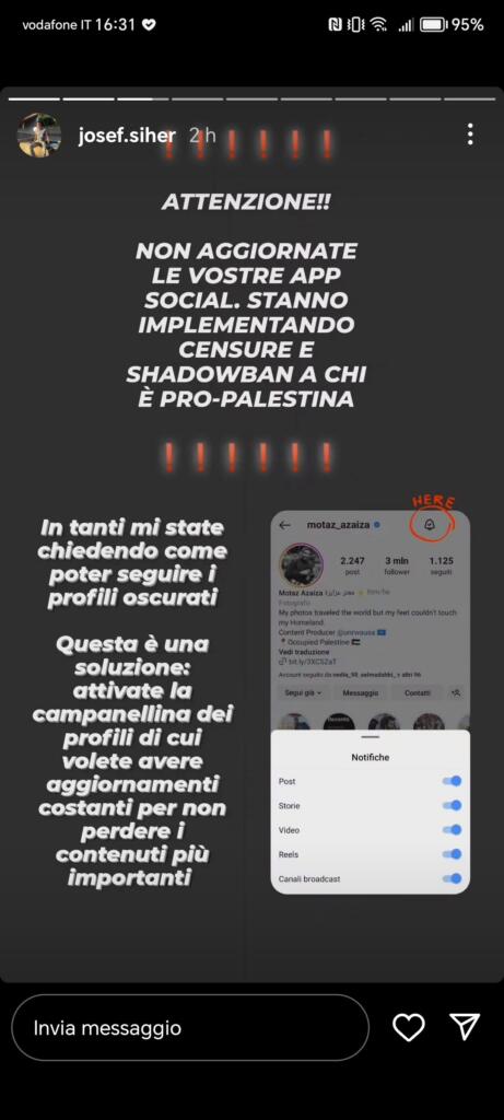 ban instagram palestina