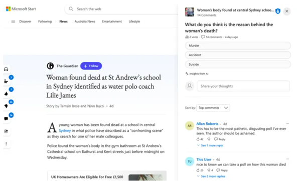 I guai degli aggregatori di news regolati dall’AI e il sondaggio che ha fatto infuriare il Guardian