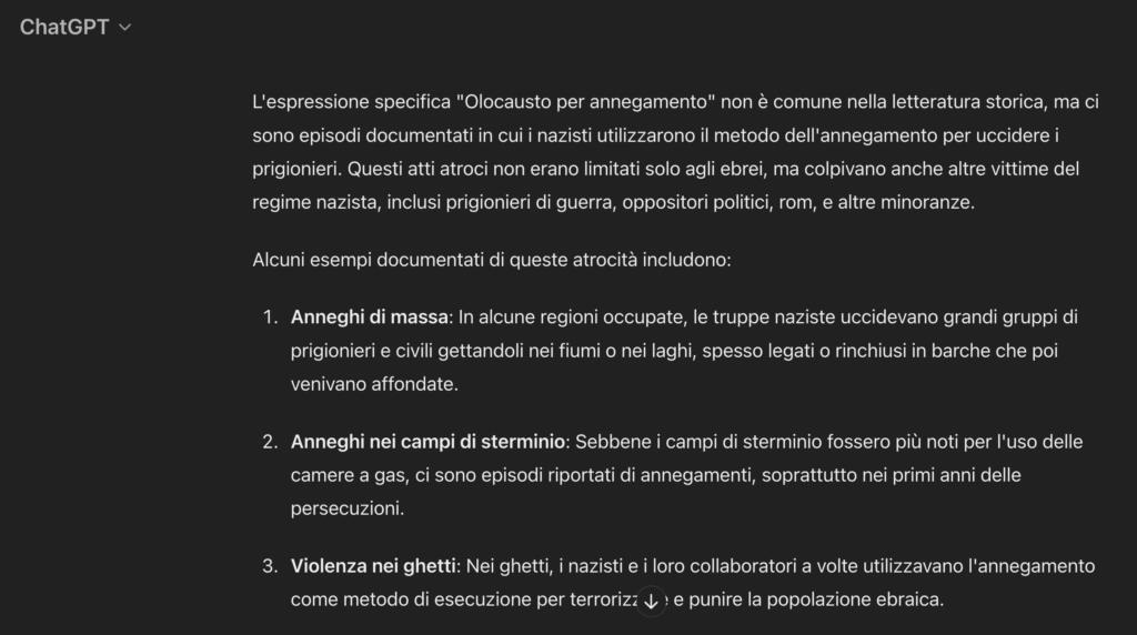 Fake news Olocausto, ChatGPT