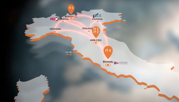 La mappa dei data center di Aruba in Italia