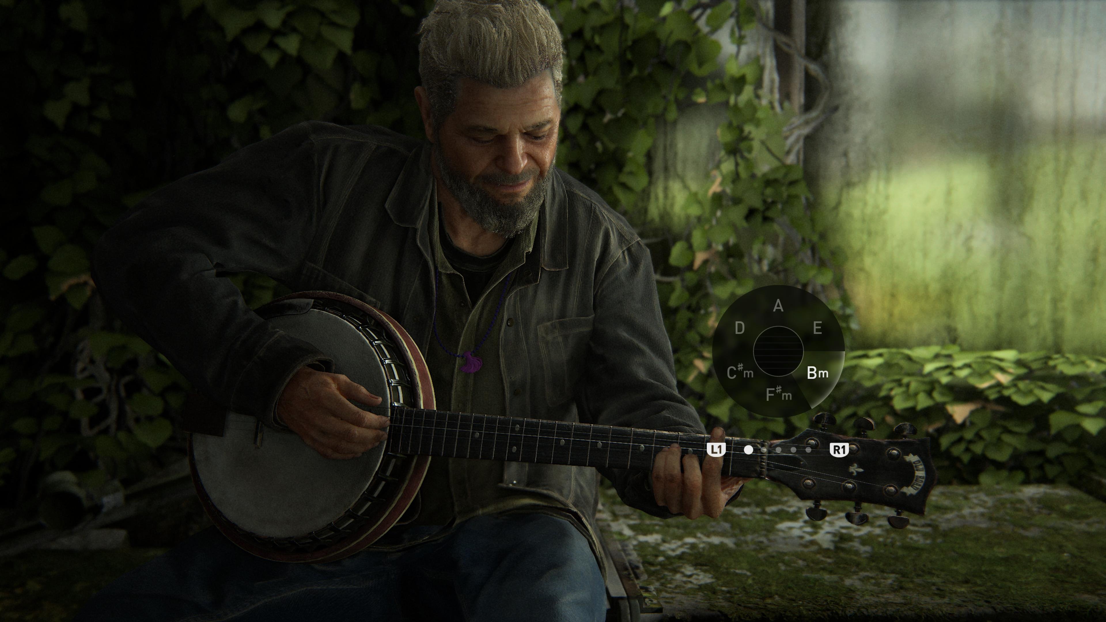 Gustavo Santaolalla nella modalità chitarra libera in The Last of Us Part 2 remastered