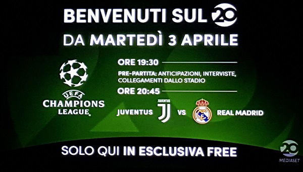 Come si sintonizza il 20 per Juventus-Real Madrid? preview