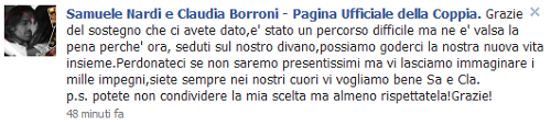 Samuele Nardi e Claudia Borroni: il primo messaggio dopo la scelta preview