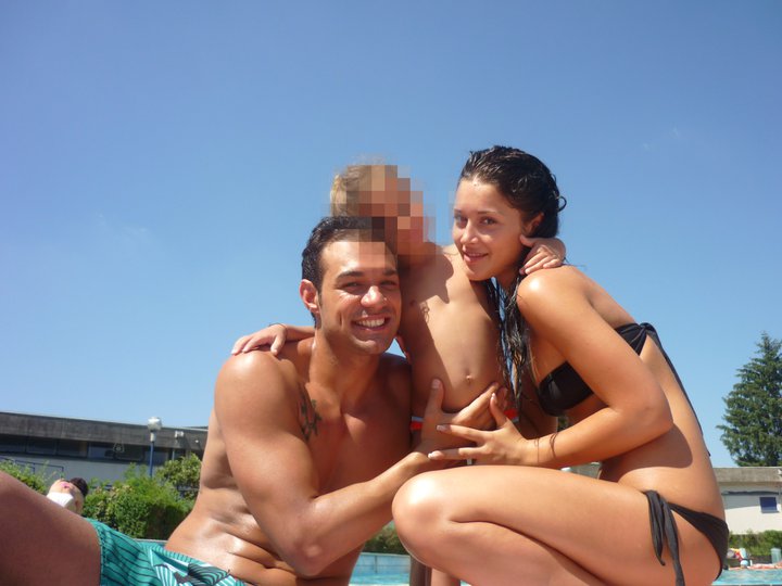 Leonardo Greco,Diletta Pagliano e la piccola Sofia (figlia di Leonardo) in piscina preview