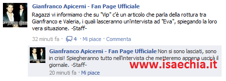 Gianfranco Apicerni e Valeria Bigella sono in crisi article-post