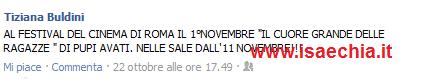 Tiziana Buldini nel nuovo film di Pupi Avati ed al Festival del cinema di Roma article-post